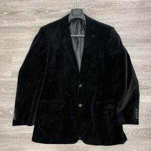 Isaac Mizrahi Black Cotton Velvet Blazer Casual Formal Prom Jacket sz 40R